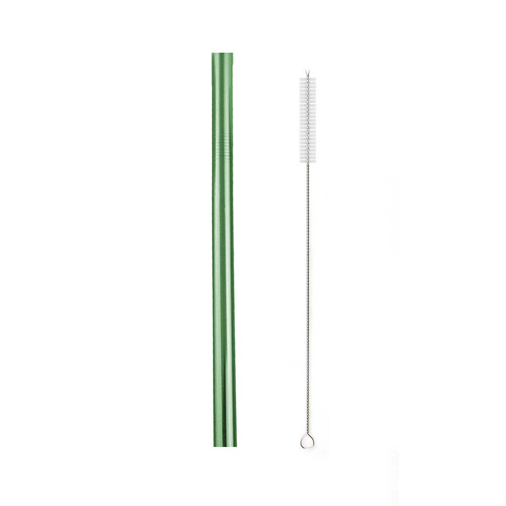 JANKNG 12mm Extra Wide Straws 10 Colors Bubble Tea Reusable Straws 304 Stainless Steel Milkshake Drinking Pink Green Straw Set: Straight Green