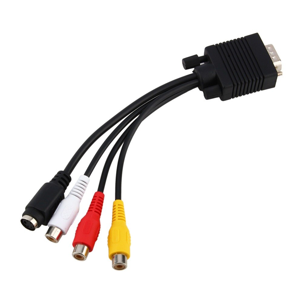 VGA a S-Video 3 RCA hembra convertidor AV TV adaptador de Cable para PC portátil Tablet portátil
