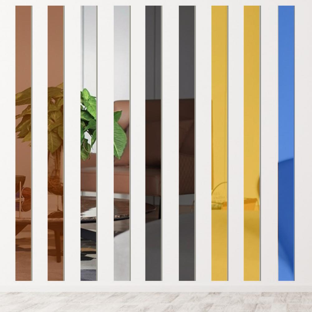 1 Set Useful Mirror Wall Stickers Removable Easy to Matching Acrylic No Residue Wall Line Border Decals