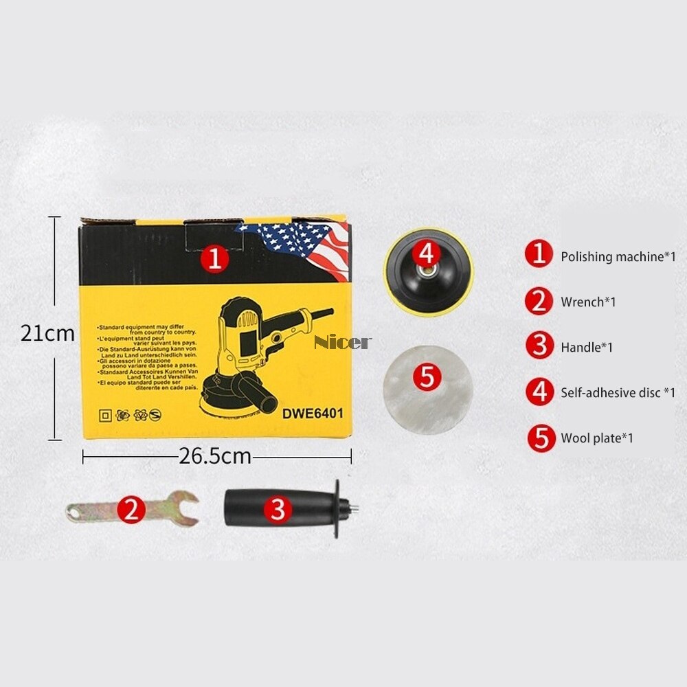 220V 3000rpm Electric Car Polisher Machine 700W Auto Polishing Machine Adjustable Speed Sanding Waxing Tools Car Accessories: Standard