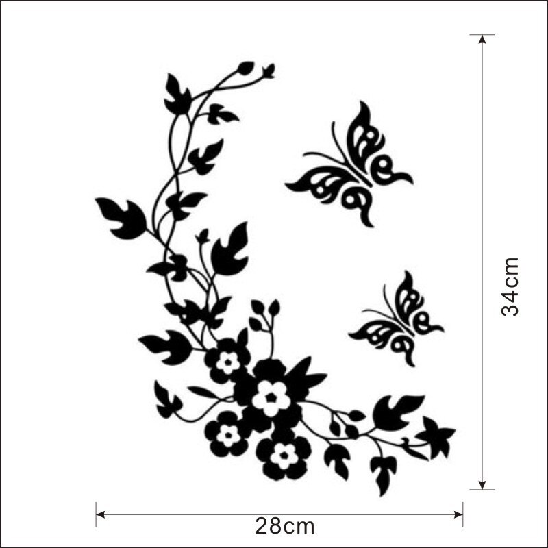 Schwarz Wc-sitz Aufkleber 3D Schmetterling Blume Zauberstab Kunst Aufkleber Abnehmbare Wasserdicht DIY Heimat Dekor Badezimmer Wc Aufkleber