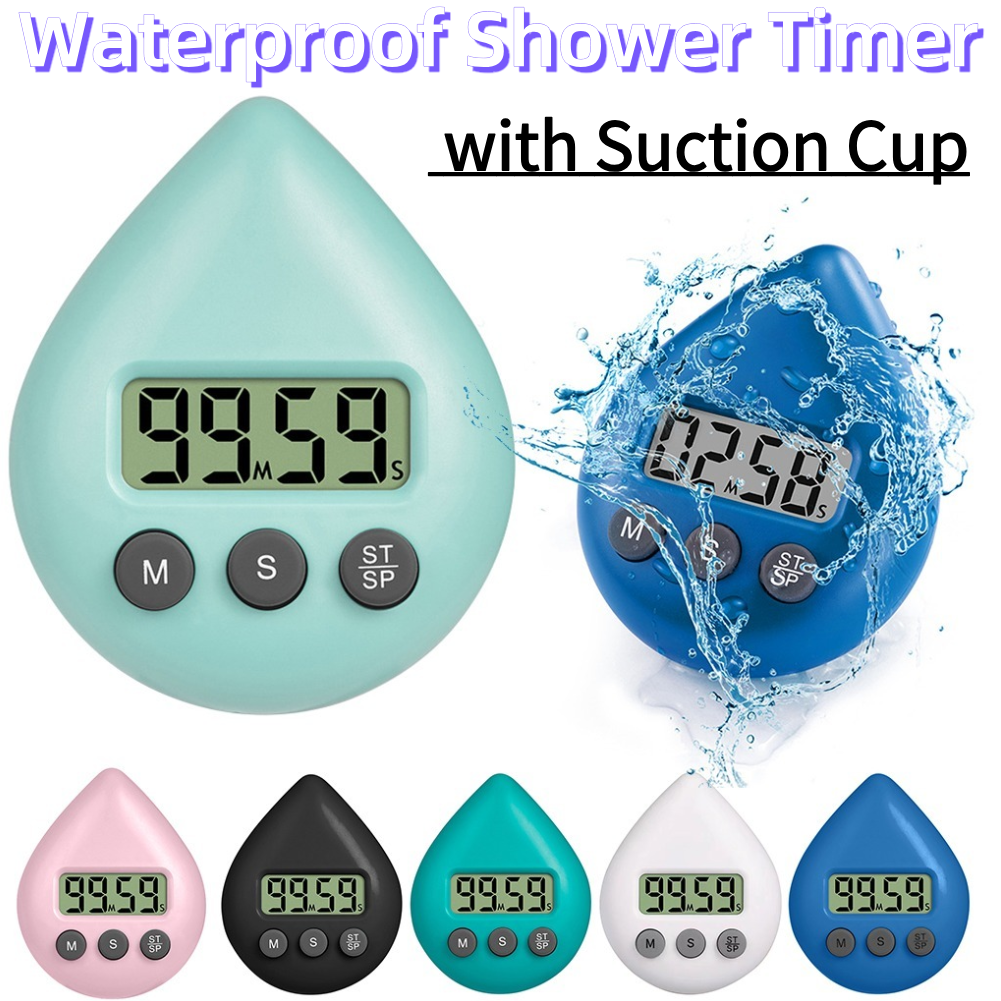 Digital Timer Waterproof Shower Timer Bathroom Timer Magnetic Backing Toilet Timer Countdown Timer for Kitchen Bathroom
