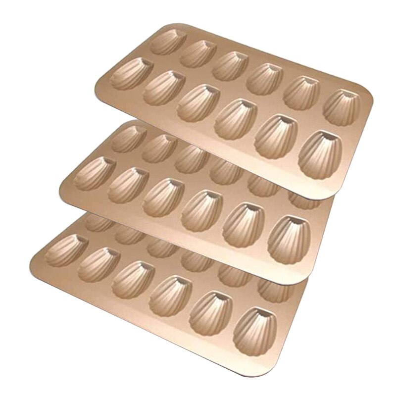 3 Pack 12 Cups Shell-Shaped Scones Non-Stick Pan Mold Baking Pan French Mousse Baking Mold Biscuit Snack Mold