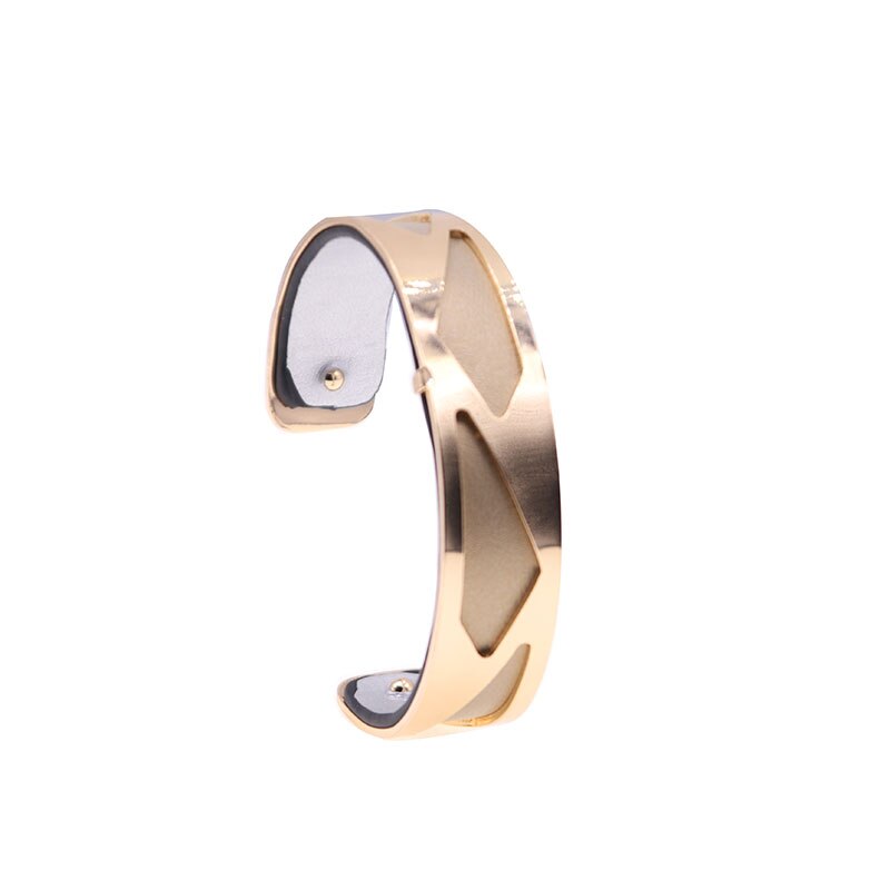 15mm udskiftelige vendbare armbåndsarmbånd med guldfarvet tresse manchetarmbånd armbåndargent femme bijoux: Wz0241