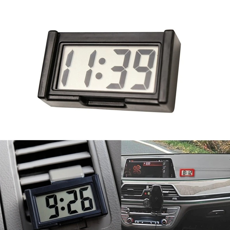 Mini-Auto-Armaturenbrett-Digitaluhr, selbstklebende Fahrzeuguhr mit LCD-Zeitanzeige, Kfz-Uhr zum Aufkleben für Autos