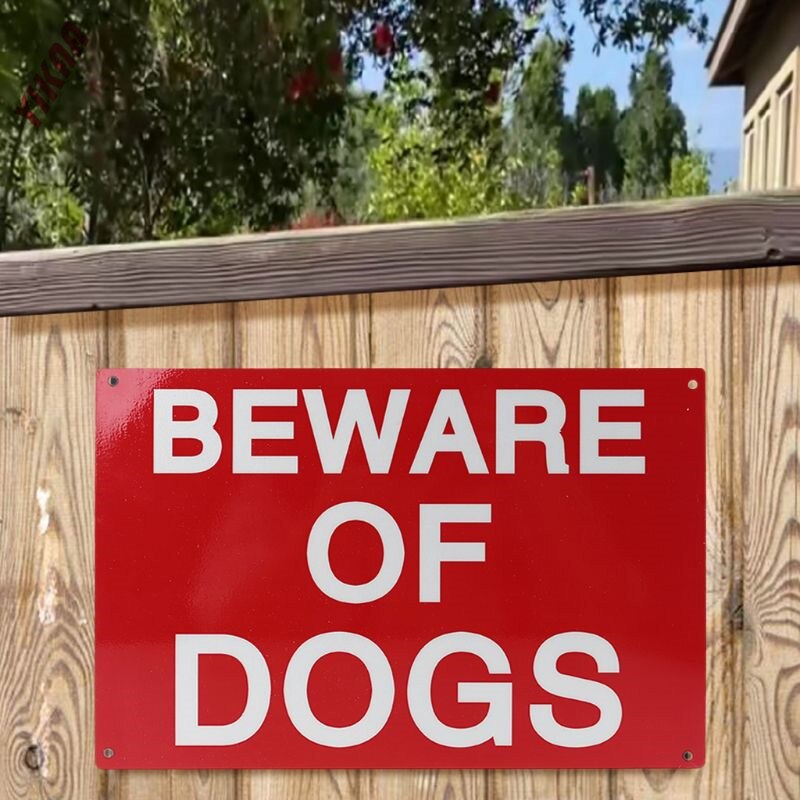 Indoor Outdoor Use 30x20cm 11.8x7.8 Inches Aluminum Beware of Dog Sign Indicator for Fence Gates Wall Guard Dog Signs