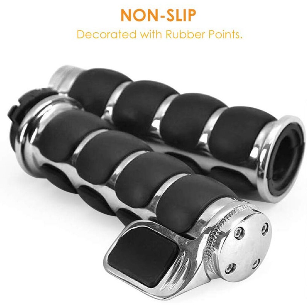 22Mm/25Mm Handvat Motorfiets Custom Chrome Aluminium Hand Grips Chopper Cruiser Stuur Grip