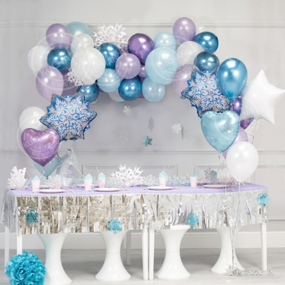 35 stk ispige ballon guirlande kit jul snefnug folie balloner fødselsdag globos bryllup vinterfest leverancer