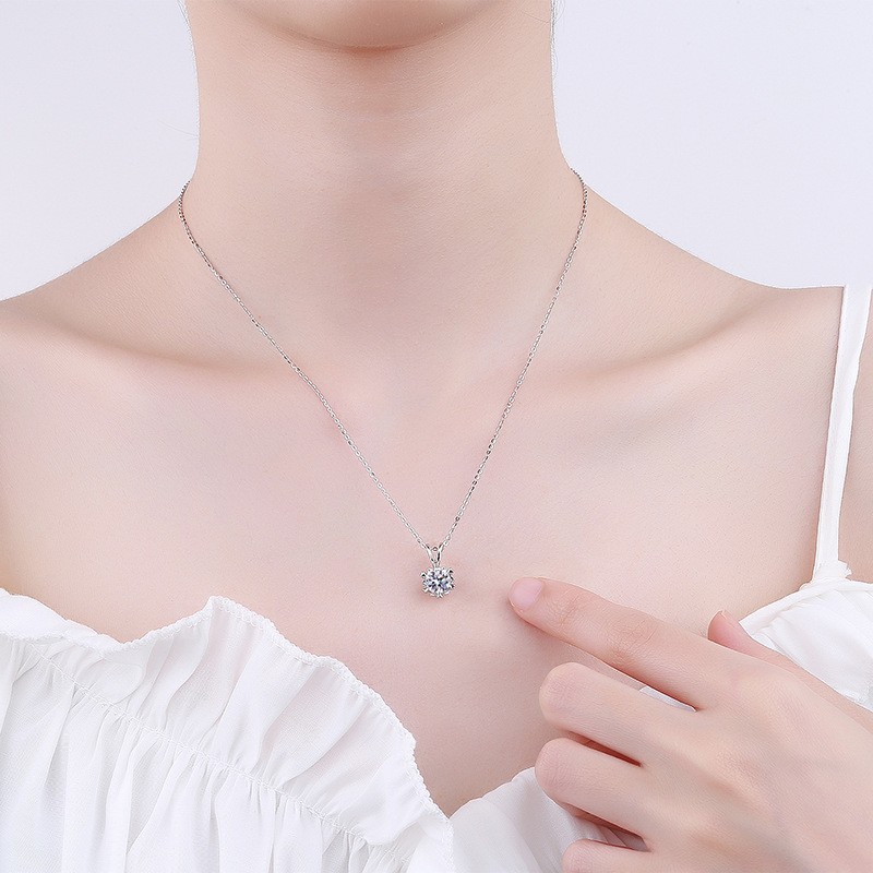 Nymph fine jewelry moissanit-diamant-halskette anhänger 1.0ctd farbe quadrat 925 sterling silber party für damen