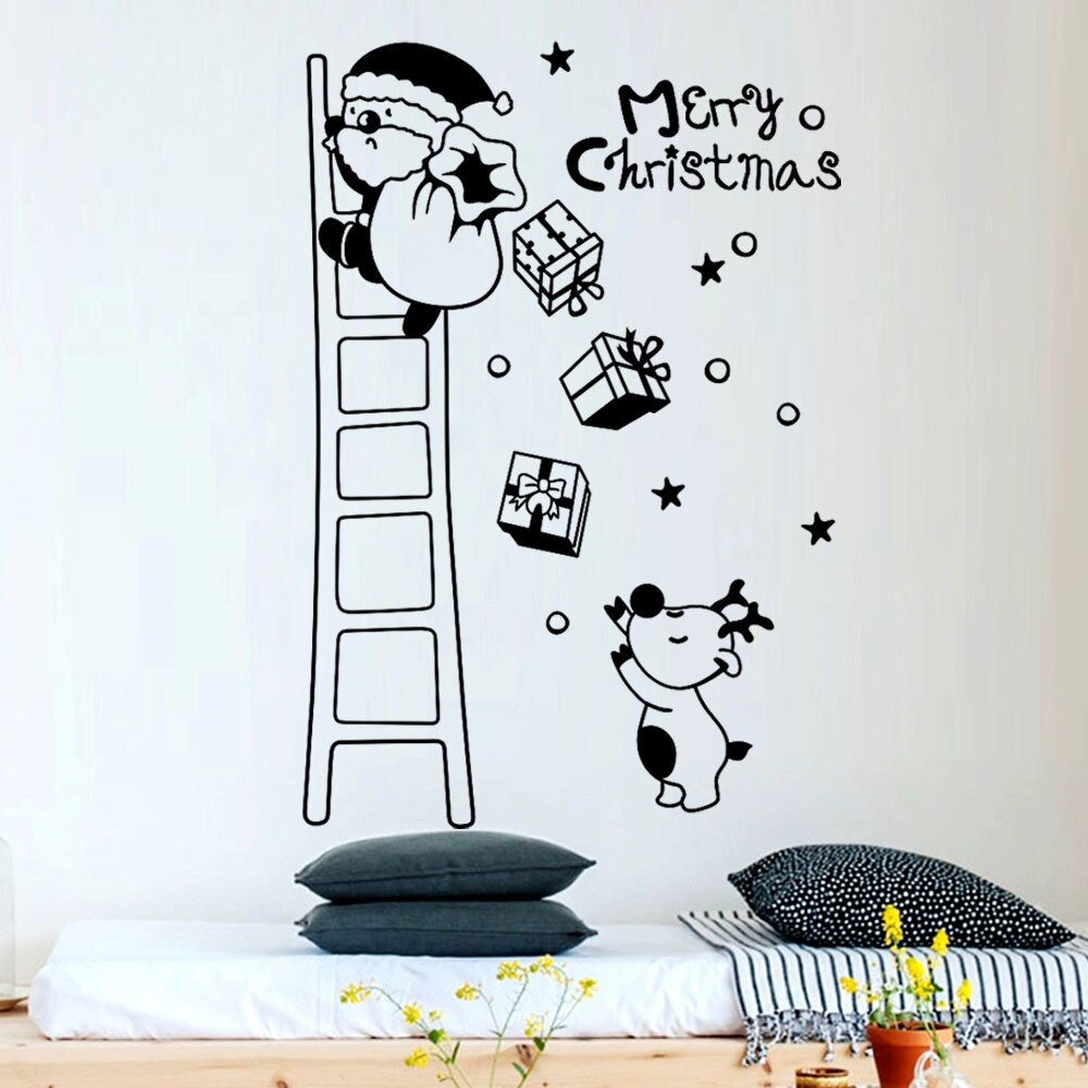 Wall Window Stickers Santa Claus Christmas Xmas Vinyl Art Decoration Decals home decoration accessories wall decoration для дома
