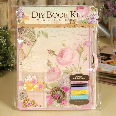 Vintage Travel Scrapbook Album Kit Retro Flower Scrapbooking Photo Album Set: SCD017