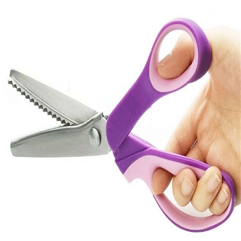 Tijeras para sastre de cuero en Zigzag, en forma de abanico, tejido de costura , Sastre, tijeras para tela, accesorios de costura: Morado