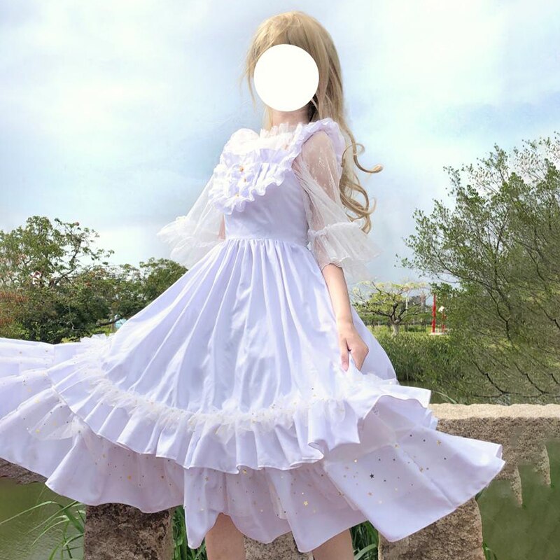 Lolita kall stjärna vatten måne lolita mjuk syster stil japansk söt jsk hängsel klänning kawaii söt tjej sommar
