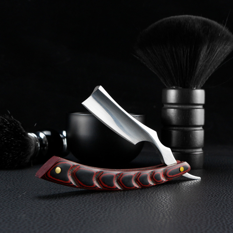 Cut Throat Straight Razor Wood Barber Razor Premium Single Blade Straight Edge Razor Beard Shaving Razor: Silver