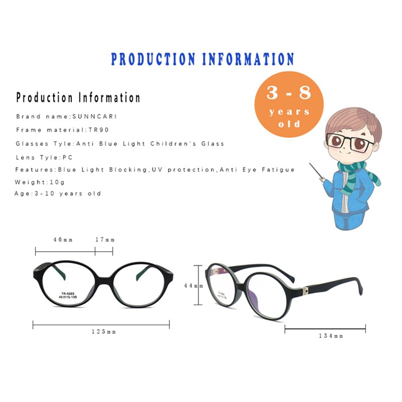 Gafas redondas Anti-blue light para niños, gafas para niños con bloqueo de luz azul, gafas ópticas para bebés, gafas de prescripción para niñas y niños
