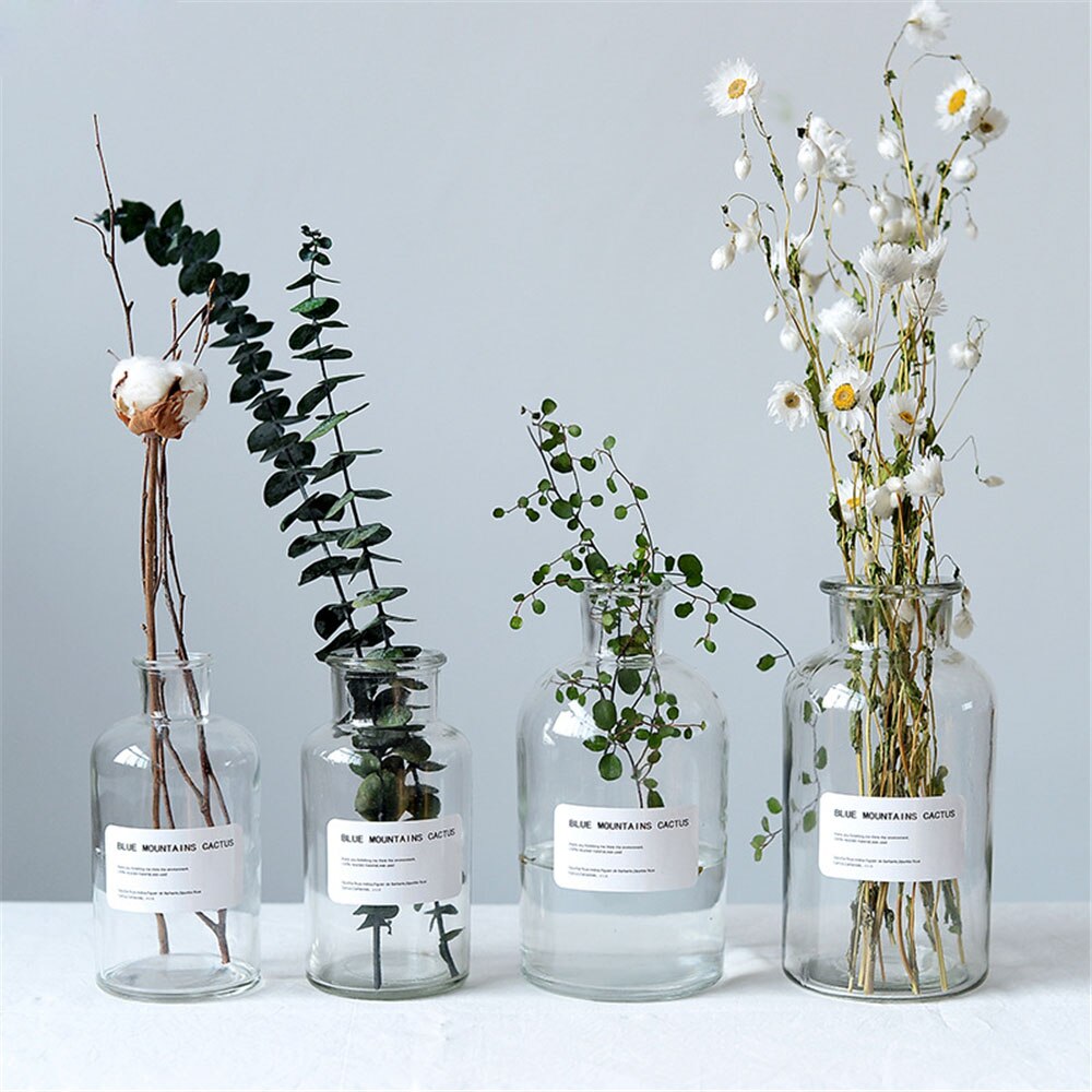 Minimalist Chic Glass Storage Jars Scandinavian Vogue Elegance Transparent Desk Storage Bottle Organizer Flower Container Decor
