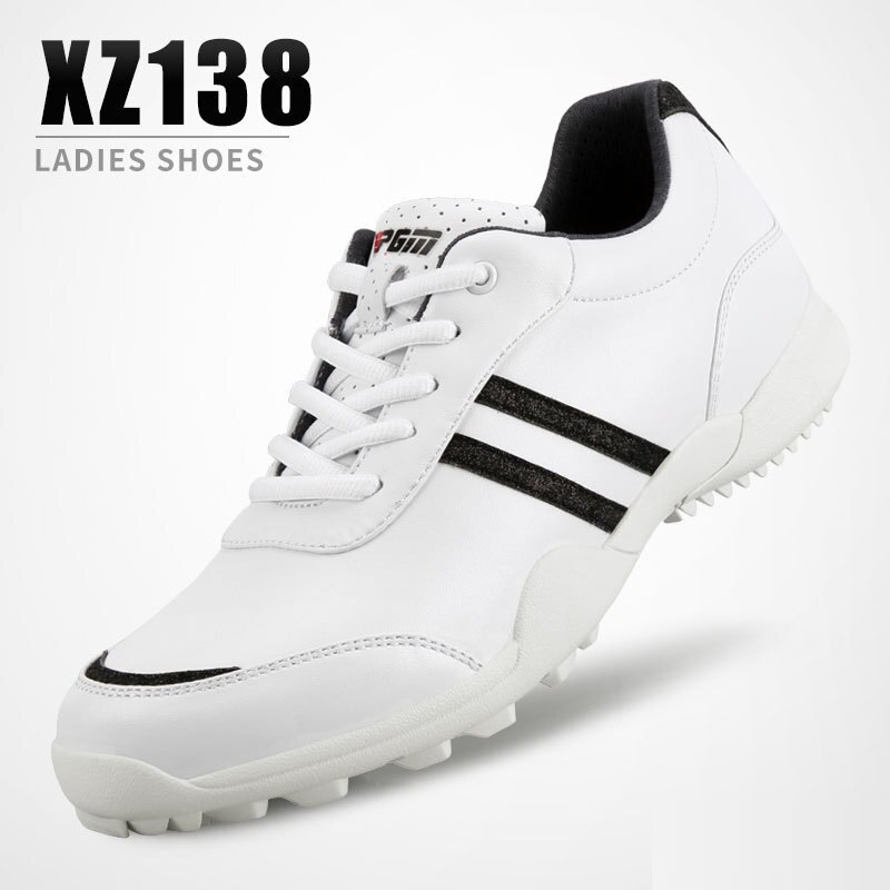 PGM Women Golf Shoes Anti-slip Breathable Golf Sneakers Ladies Super Fiber Waterproof Shoes Outdoor Sports Leisure Trainers: Black / 7.5