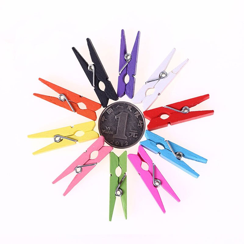 Kleur Kleine Houten Clip Diy Hand-Versierde Houten Kleine Clip Foto Clip Henneptouw Houten Clip Afdichting Clip Arts en Ambachten