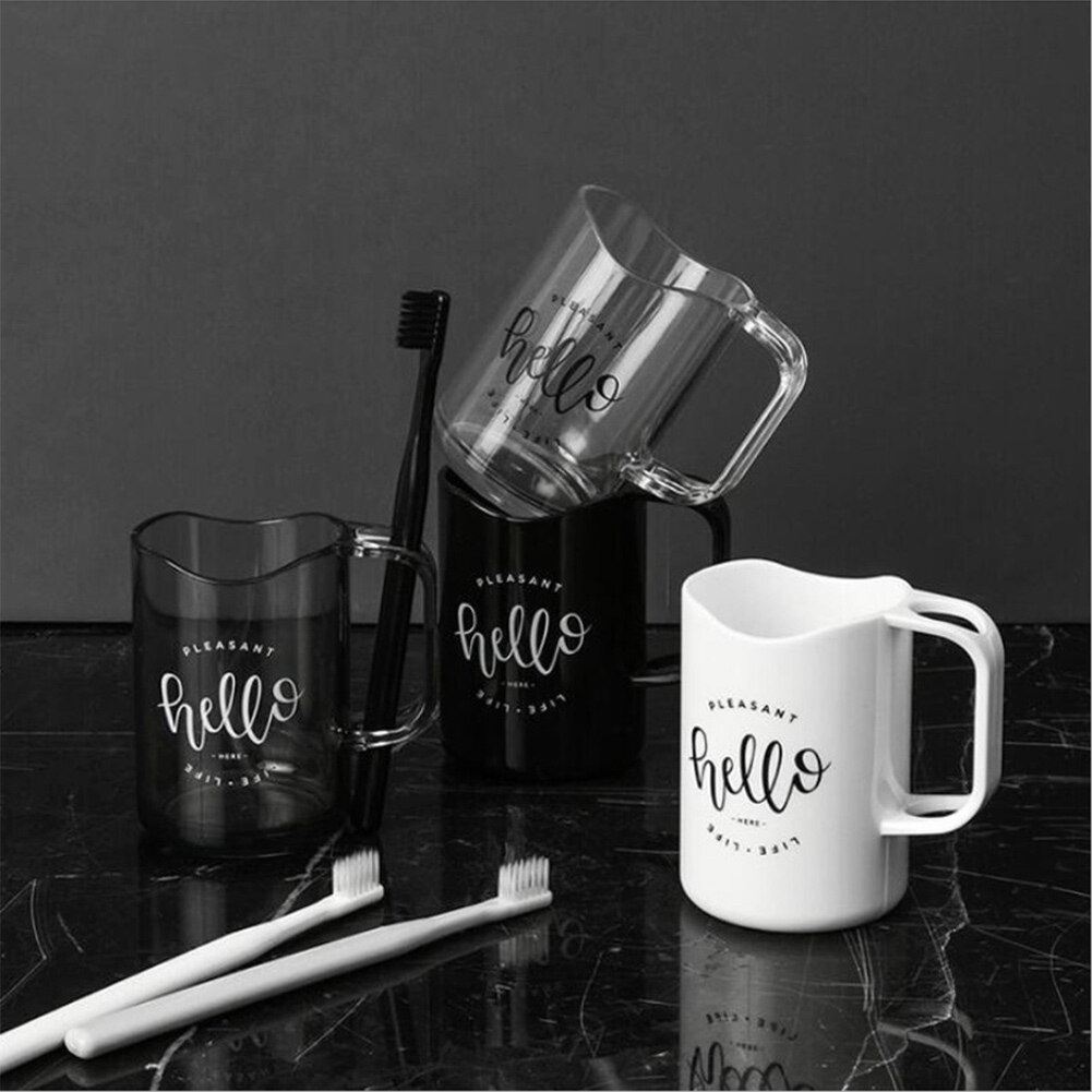 Plastic Brushing Cup Couple Toothbrush Cup with Handle for Bathroom Household PI669