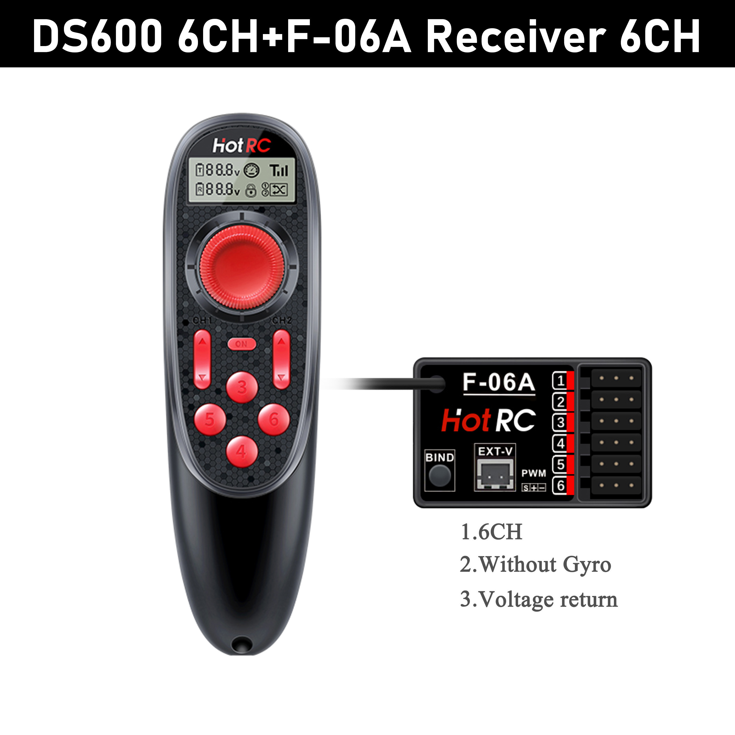 6ch Rc Controller HOTRC 6CH 2.4G RC Boat Transmitter DS-600 LCD Remo... – Grandado