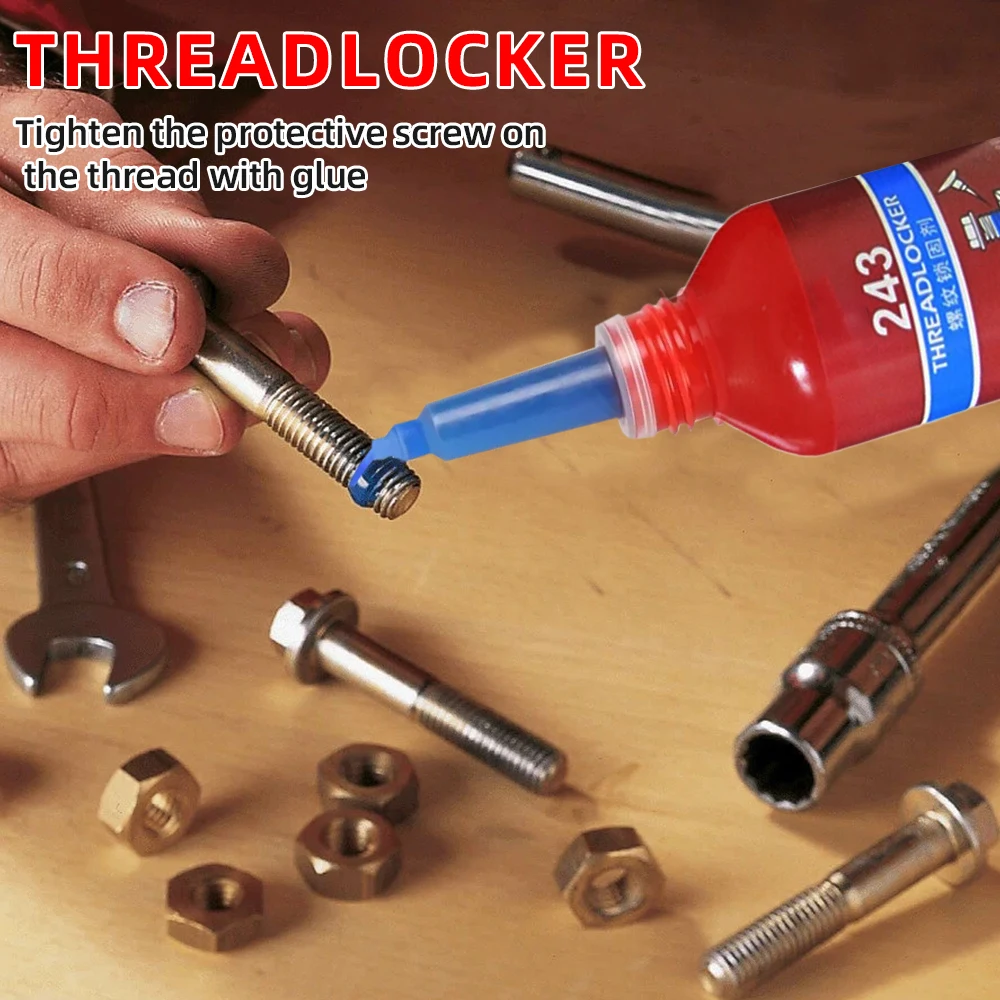 Threadlocker 243 Pegamento líquido azul para tornillos Agentes de bloqueo de rosca Bloqueo Extra fuerte Selladores adhesivos de sellado antisueltos ajustados