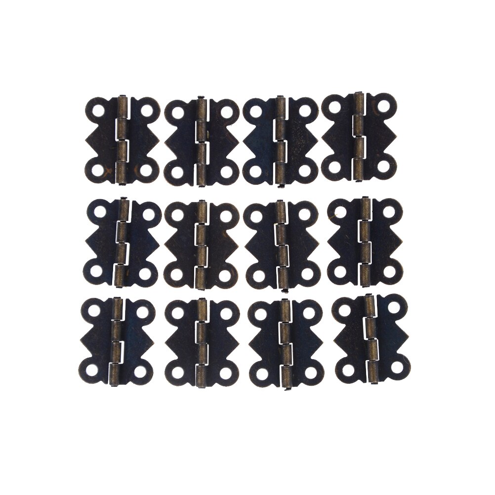 12 stk mini sommerfugl stil hængsler til dukkehuse smykkeskrin -brons m / skrue 20 x 17mm