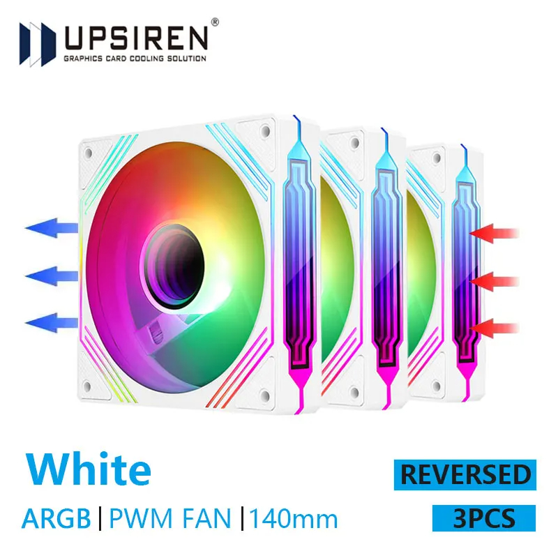 UPSIREN PF-14 PRISM 4PRO ventilateur de châssis d'ordinateur 14 cm ARGB 4 broches PWM ventilateur de refroidissement silencieux 12 V grand Volume d'air 61,5 CFM/650-1800 tr/min