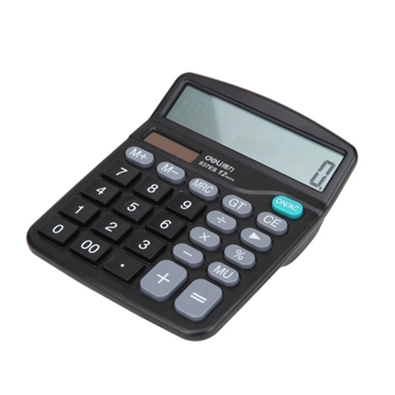 Deli 837ES 12 cijfers portable calculator solar & AAA batterij dual power office commerciële bureau rekenmachine