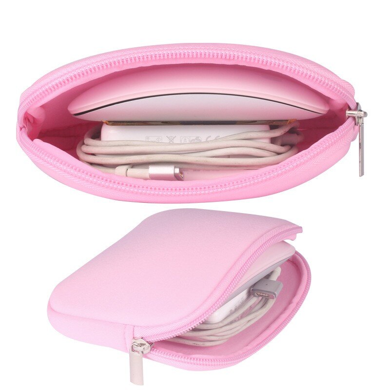 Portable Chic Waterproff & Soft Candy Color Cute Laptop Sleeve Notebook Adapter/Mouse Case Bag For Macbook Bag: Pink