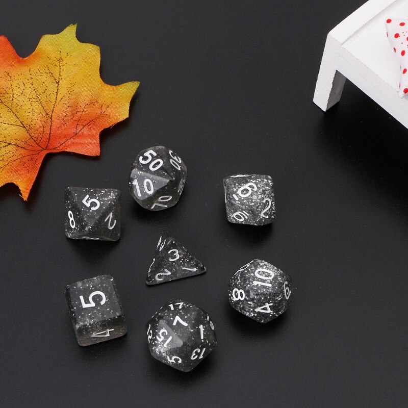 7 stk blinkende flerkantede terninger til drage stifinner  d20 d12 2 xd 10 d8 d6 d4
