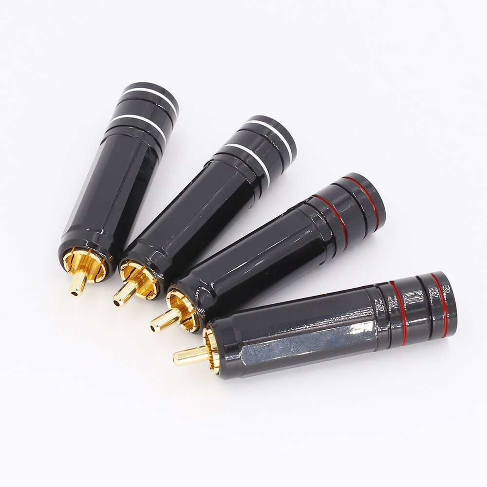 4 kpl kullattu rca-pistotulppa lukko kerätä juote a/v-liitin hifi-liitin diy-kaapelin halkaisijalle