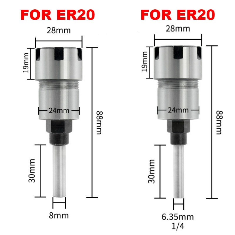 ER16 ER20 Router Collet Extension Rod Chucks Holder Adapter with Spring Collet Set Engraving Machine Extension Milling Cutter