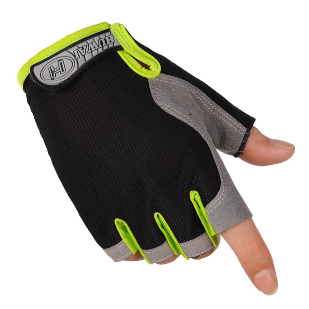 Verão masculino/feminino luvas de fitness ginásio levantamento de peso ciclismo yoga musculação treinamento fino respirável antiderrapante metade dedo luvas: L / Verde