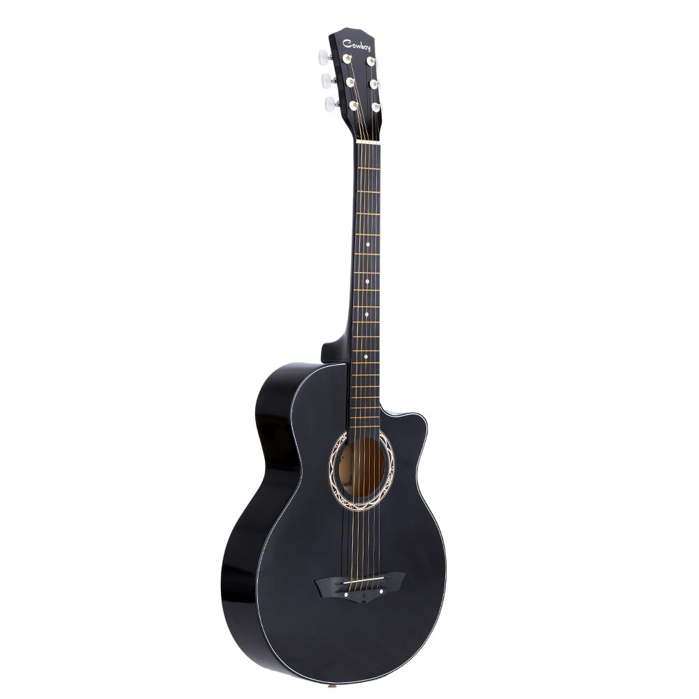 Guitar 38" Guitar Guitarra 38 inches Acoustic Folk Guitar Basswood 6-String Guitar for Student Beginner Black: Black