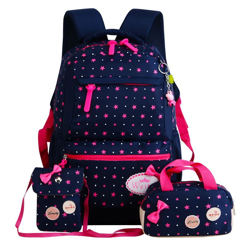 Orthopädische Primäre Rucksäcke Für Mädchen Schule Taschen 3 teile/satz Schul Dot Druck Schul jugendliche bookbag Rucksack Moch