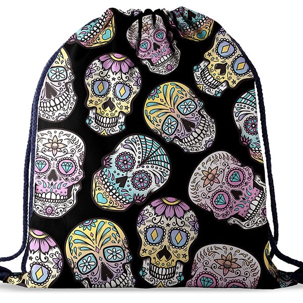 Impression 3D sac à cordon voyage toile dessiner chaîne sac crâne pieuvre motif Harajuku gothique sac à dos cartable: 9