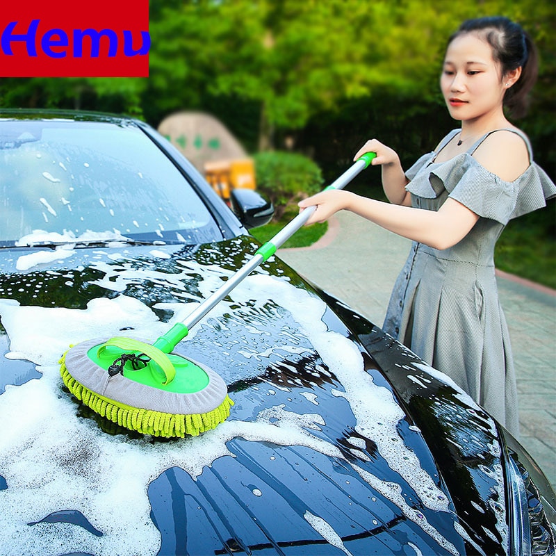 Opgradering tre sektioner teleskopisk bilvask moppe superabsorberende bil rengøring bilbørster moppe vinduesvask værktøj støv voks moppe blød