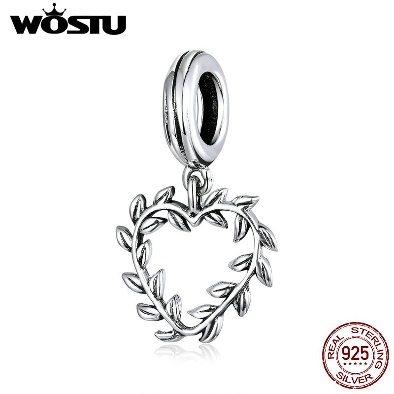 WOSTU Original 925 Sterling Silver Flower Herat Charm beads LOVE rabbit Flower Panda Pendant: DXC1520