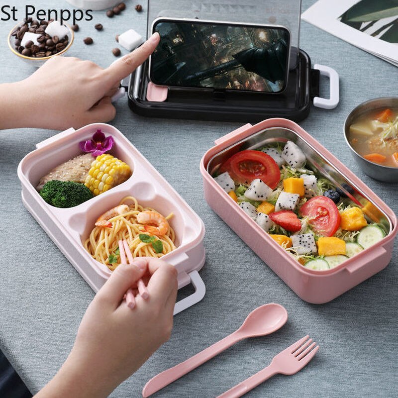 Lunch Box Bento Box Voor School Kids Kantoormedewerker 2 Lagen Microwae Verwarming Lunch Container Voedsel Opbergdoos