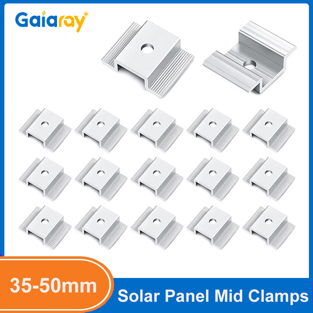 Solarpanel-Mittelklemmen, Photovoltaik-Tafel-Halterung, PV-Tafel, Mittelklemme, Aluminium-Solarklemmen für festes 35–50 mm gerahmtes Solarpanel