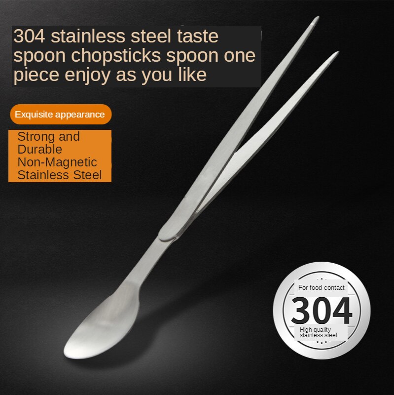 Tasting Spoon Stainless Steel 304 Tweezers Chef Dual Dishes Taste scoop Dual Function Spoon Korean cooker Spoon gadget