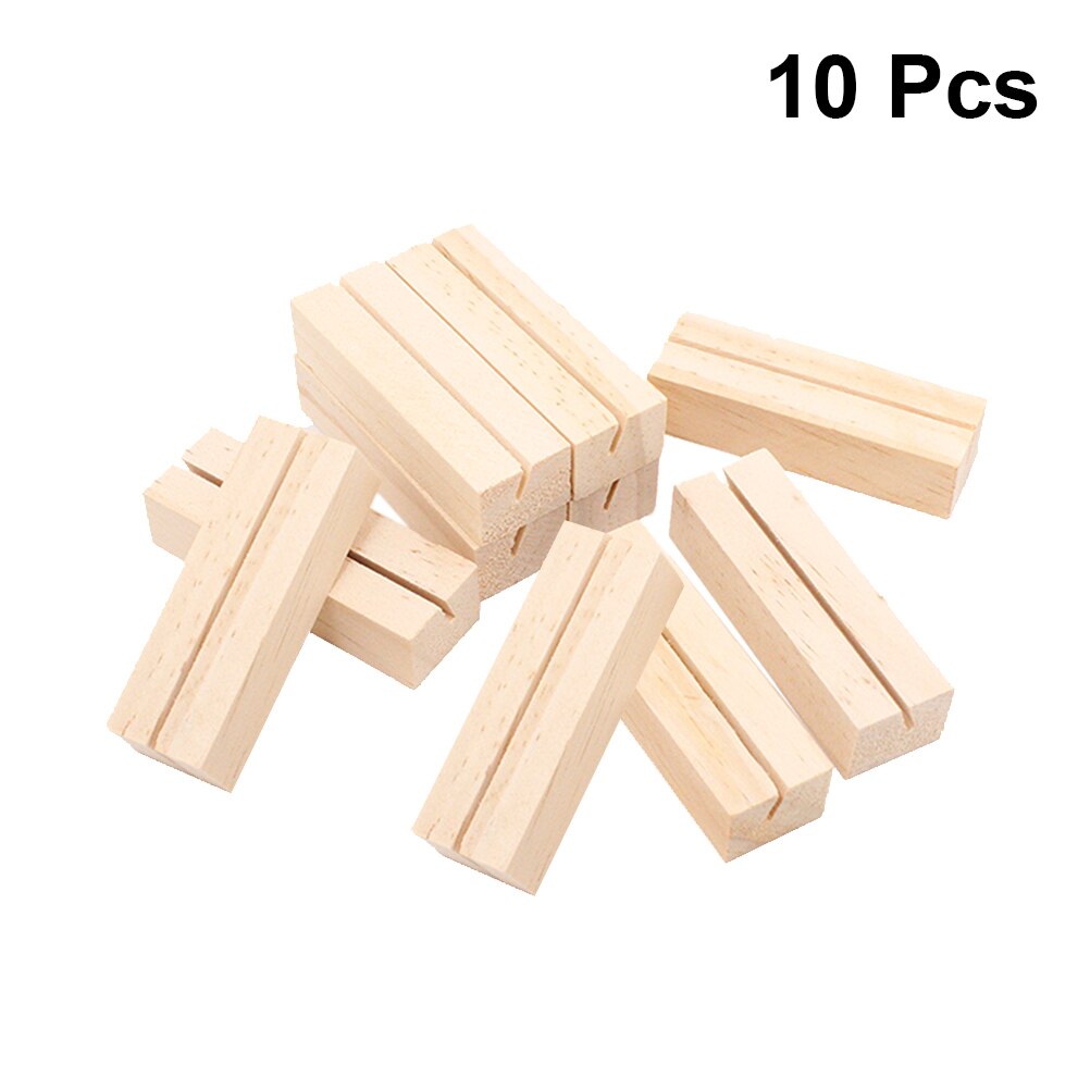 10 Pcs Business Card Holder Wooden Rectangle Shaped Photo Stand Picture Holder Handmade Memo Holder