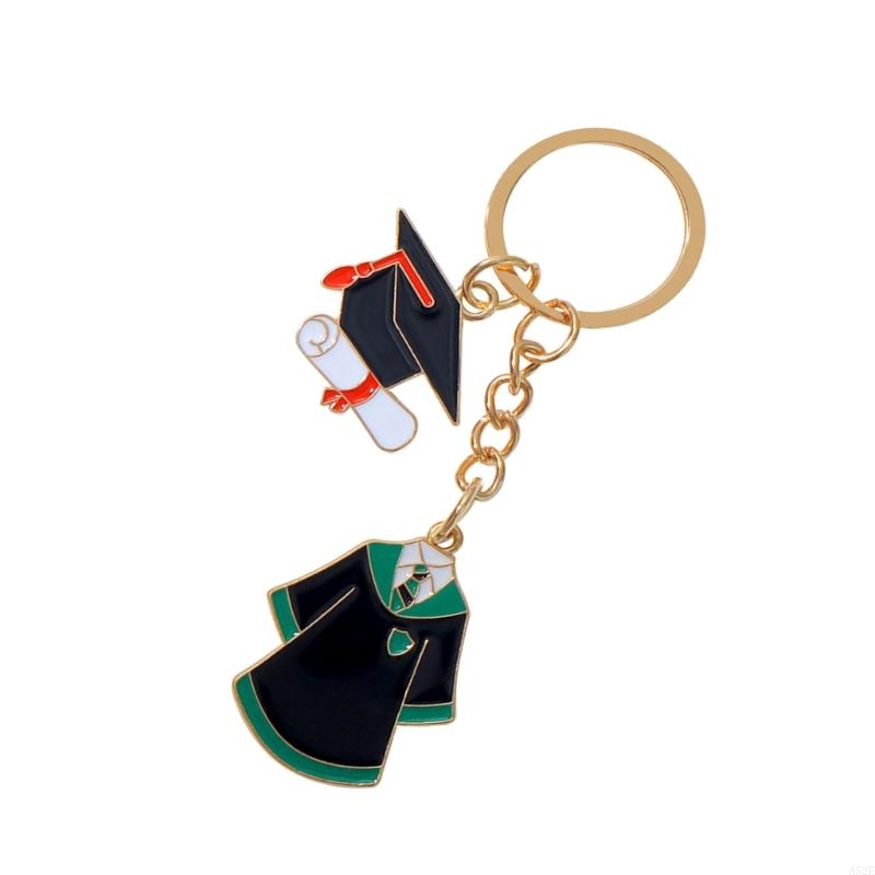 652F Academic Dress and Mortarboard Key Ring for Graduates and Educators Student Jewelry Graduation Ceremony Souvenir