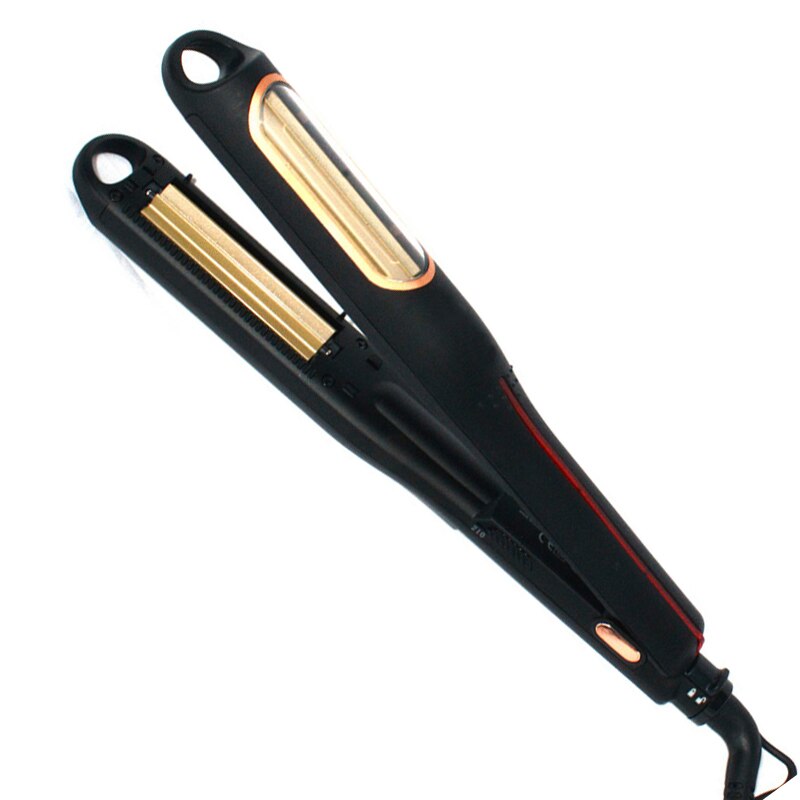 Ion Automatic Crimping Hair Iron Crimper Hair Waver Hair Straightener Curling Iron Titanium Ceramic Flat Crimping Iron Plate: Gold / AU