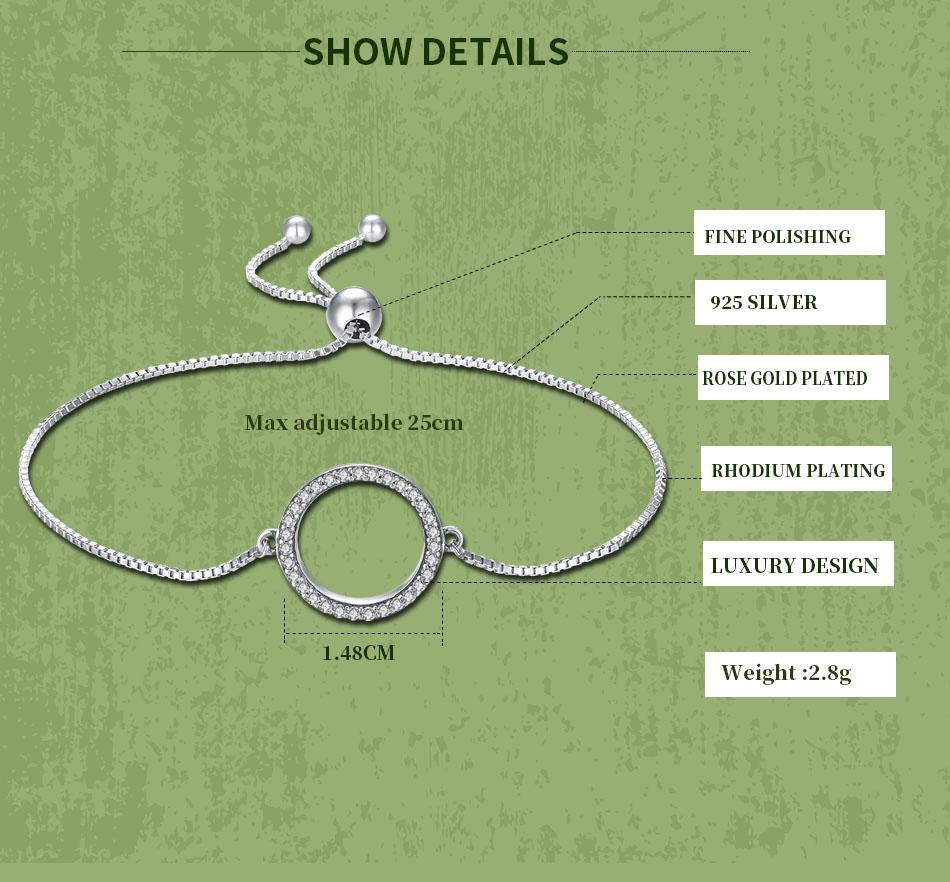 TONGZHE Luxe Armbanden Ronde Vrouwen Mannen 925 Sterling Zilver Tennis Kristallen met Adhustable Bal Punk Vriendschap Sieraden