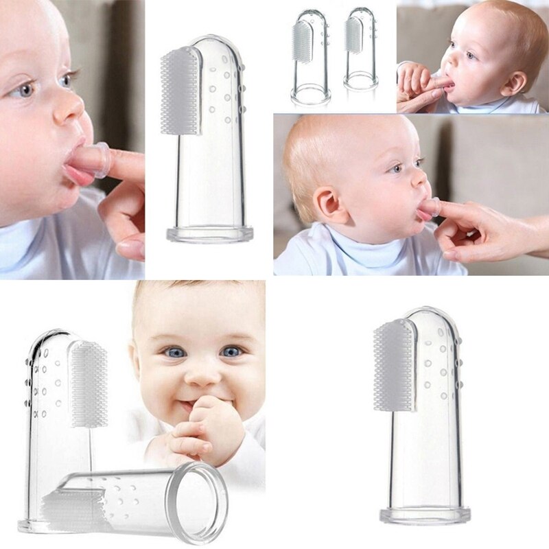 Kids Baby Infant Soft Silicone Finger Toothbrush Teeth Massager Gum Brush