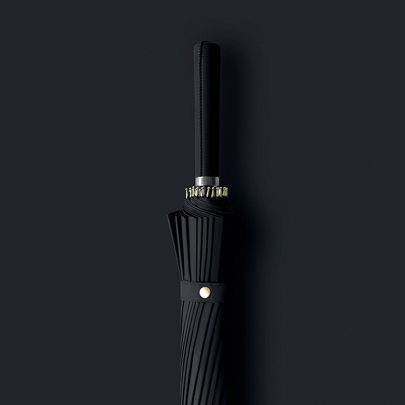 24K Long Handle Large Golf Umbrella Strong Windproof Glassfiber Parasol Outdoor Activities Business Umbrella: Black