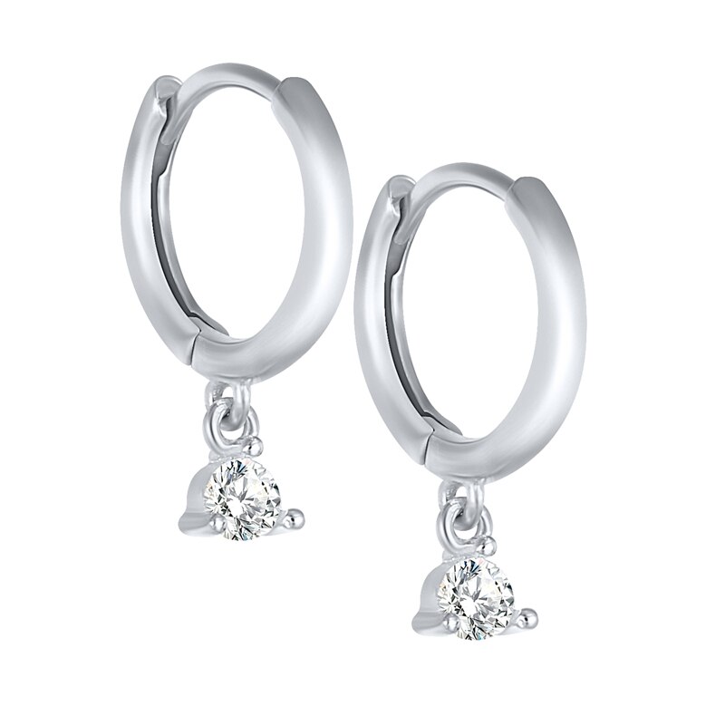 ROXI Luxury Female Zirconia Hoop Earrings for Women CZ Crystal Round Circle Earings Jewelry Korean Earrings Summer: Silver