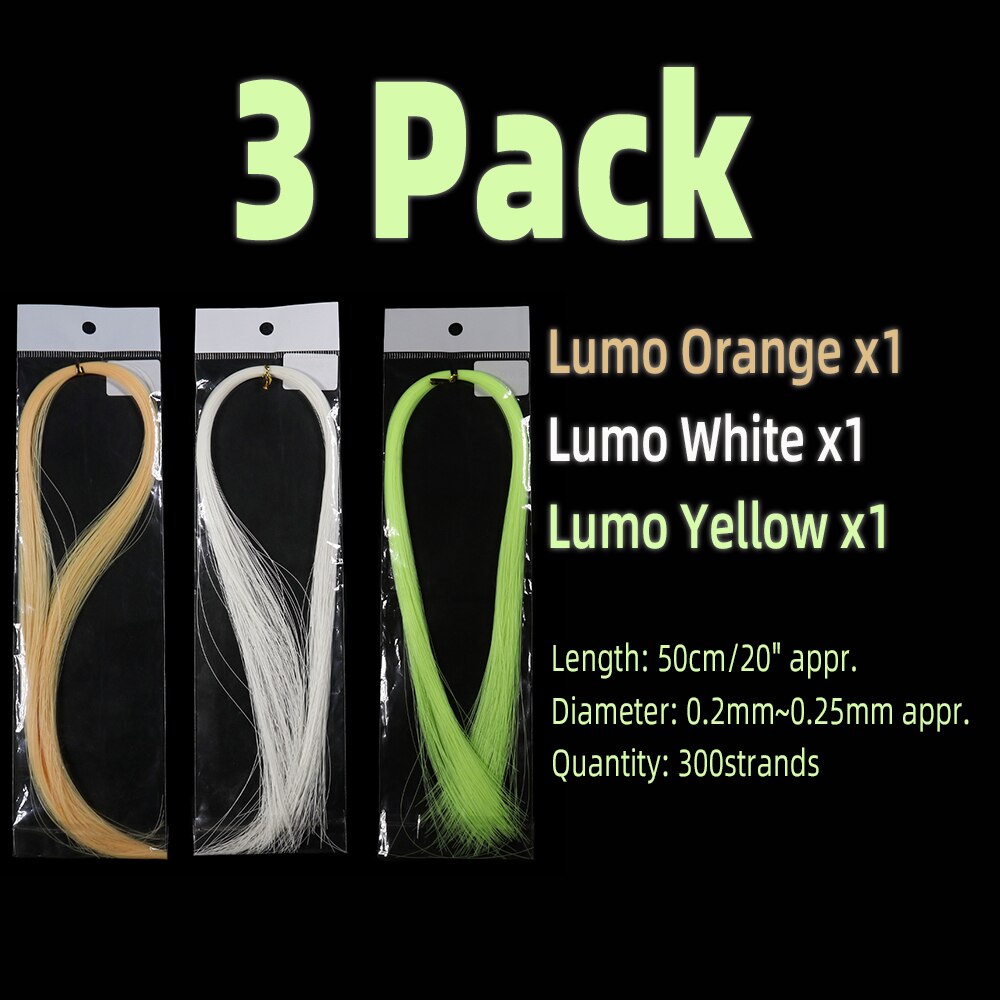 WIFREO Luminous Glow Tinsel Fluorescent Fly Fishing Thread Strand String Line diy Jig Assist Hook Lure Sabiki Rig Fishing Tackle: 3 pack mix