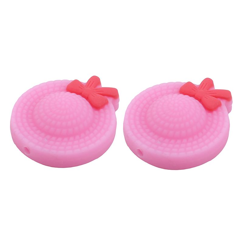 5PC Baby Necklace Teeth Gel Cute Bow Cap Baby Silicone Grinding Beads Baby Chewing Toy Teether DIY Jewelry Accessories: pink